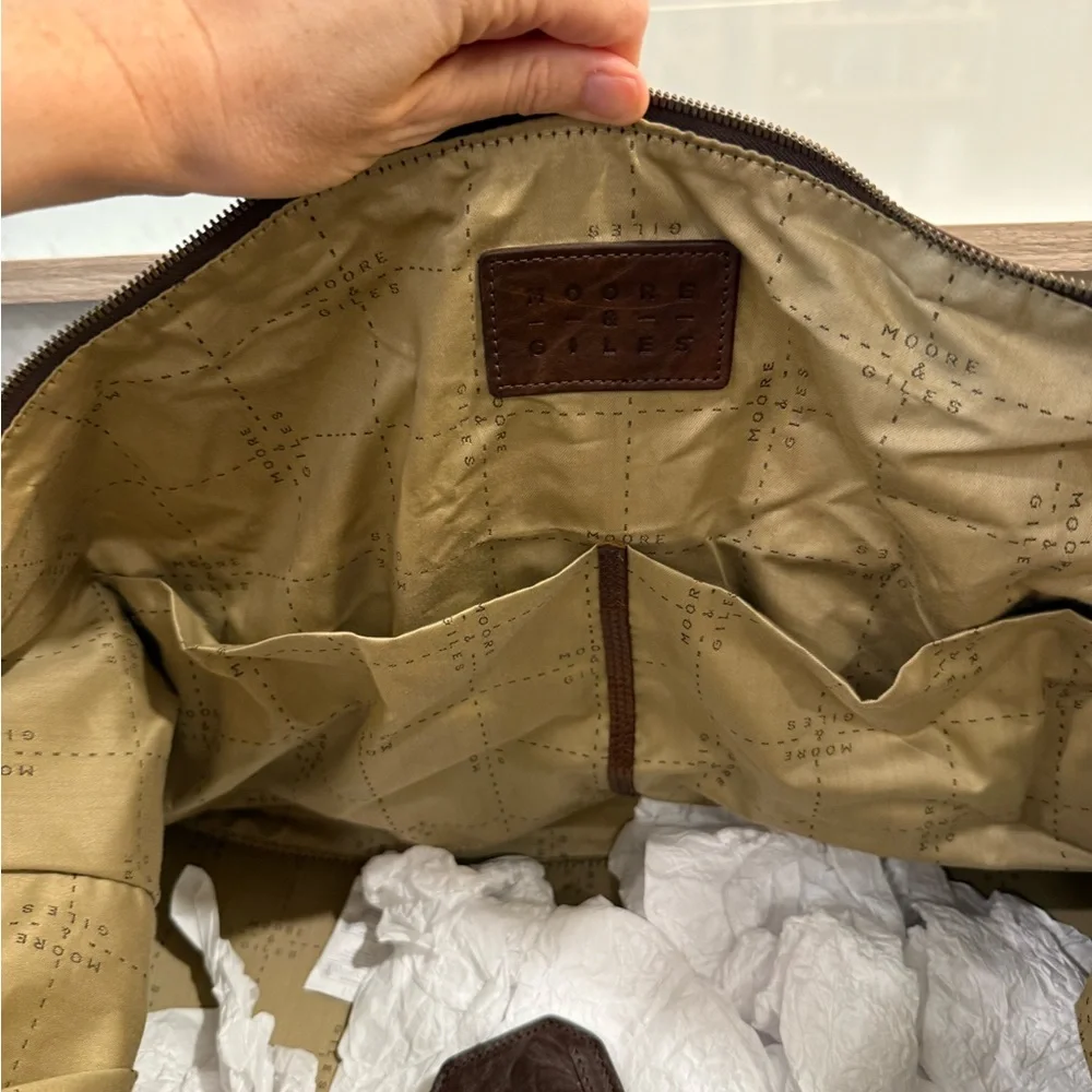 NEW Moor and Giles Benedict Weekend Bag in Titan Milled Brown - Picture 11 of 16